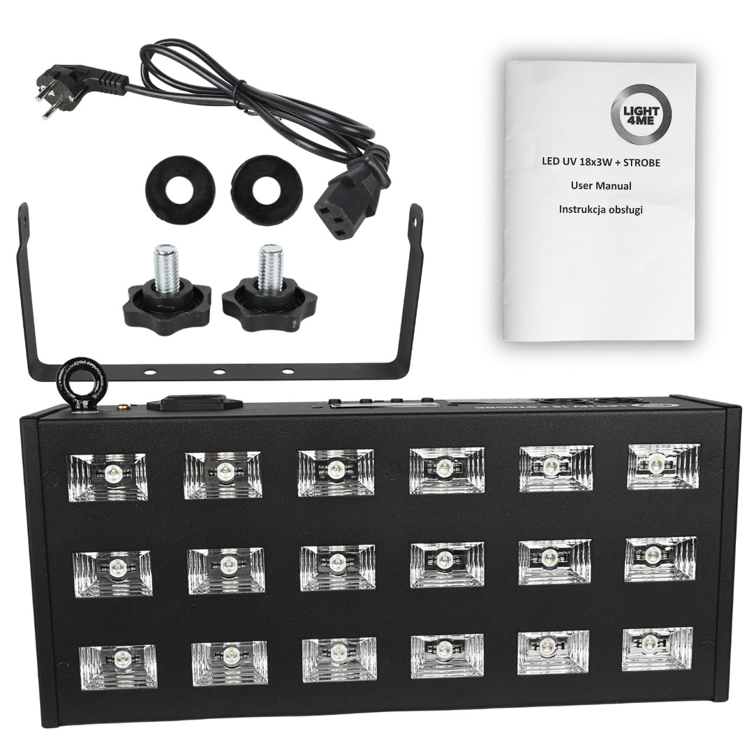 LIGHT4ME LED UV 18x3W spotlight + strobe DMX
