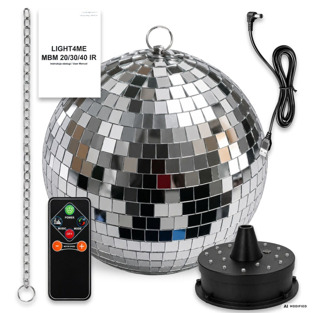 Light4Me Speilkule 20 cm med LED, Motor og Fjernkontroll
