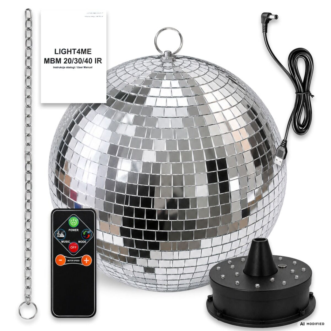 Light4Me Speilkule 30 cm med LED, motor og fjernkontroll