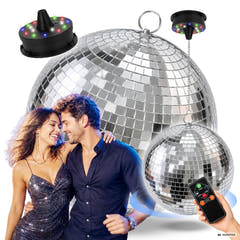 Light4Me Speilkule 30 cm med LED, motor og fjernkontroll
