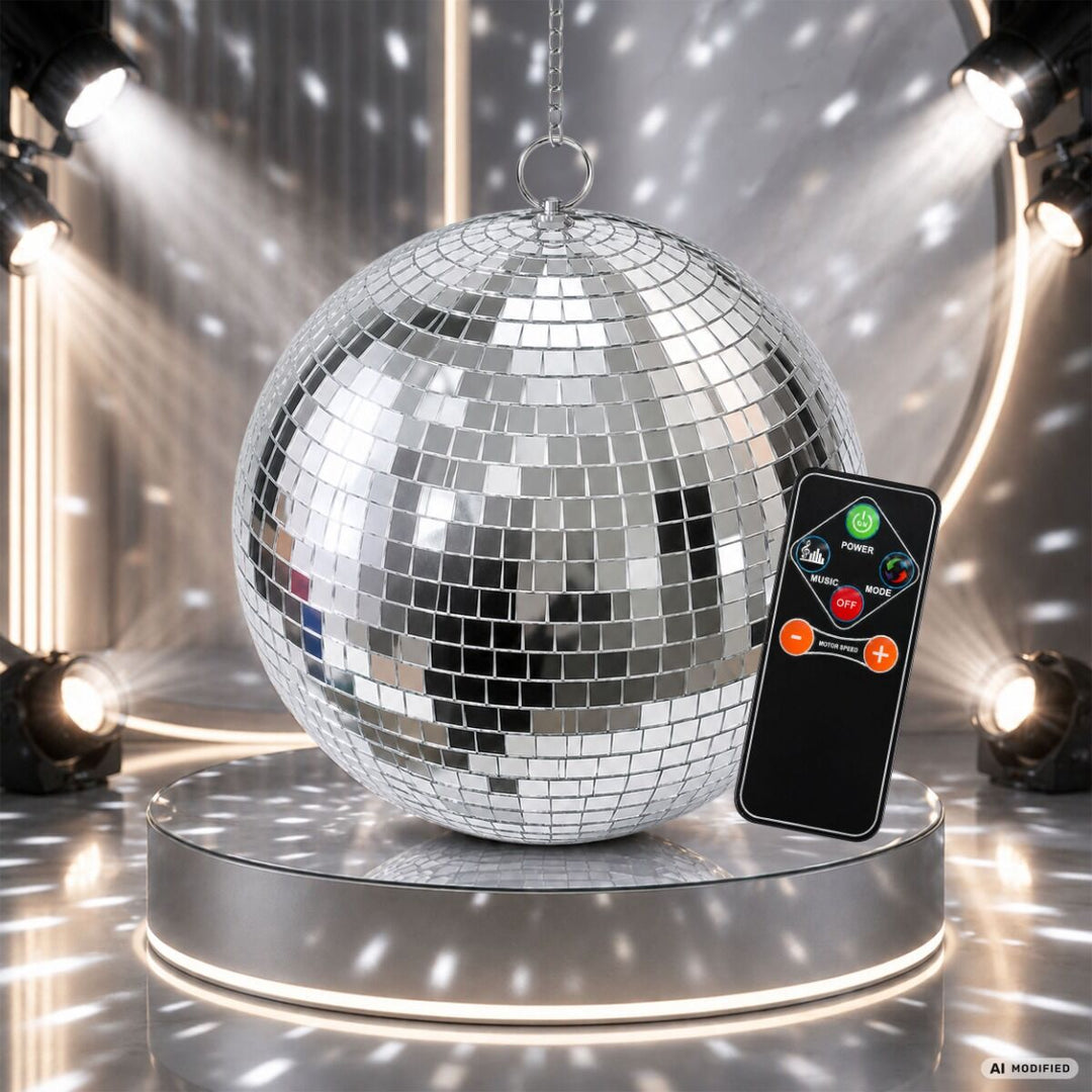Light4Me Speilkule 30 cm med LED, motor og fjernkontroll