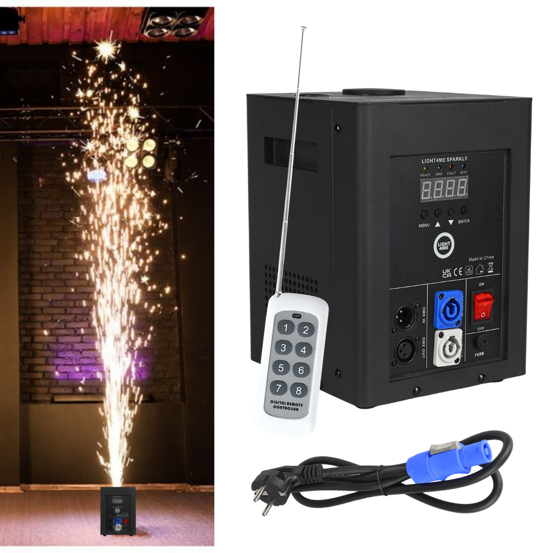 Light4Me SPARKLY Cold Spark-maskin 600W DMX med trådløs fjernkontroll