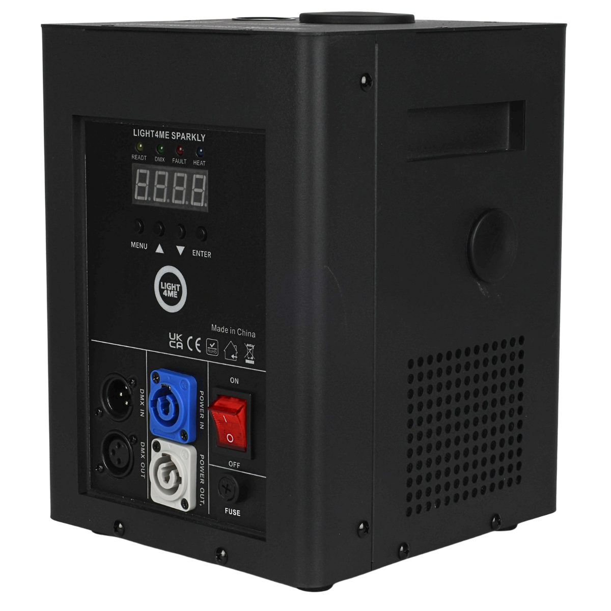 Light4Me Sparkly 600W cold spark-maskin – DMX og fjernkontroll