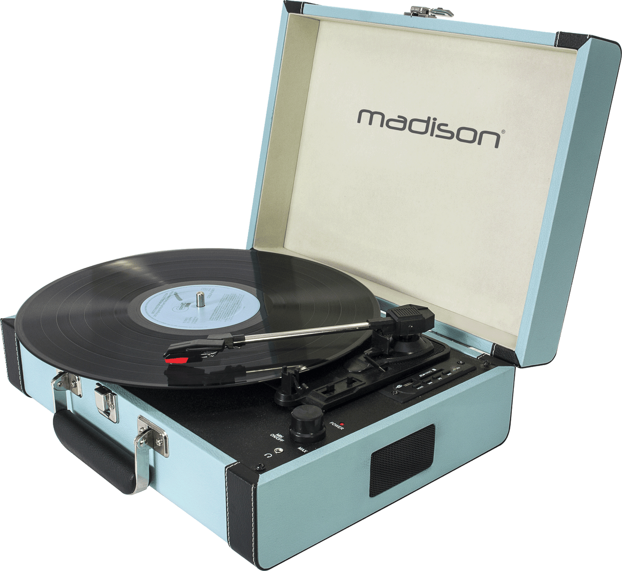 Madison Vintage platespiller med Bluetooth (lyseblå)