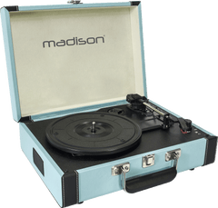 Madison Vintage platespiller med Bluetooth (lyseblå)