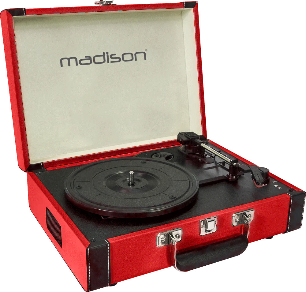 Madison Vintage Platespiller m. Bluetooth (Rød)