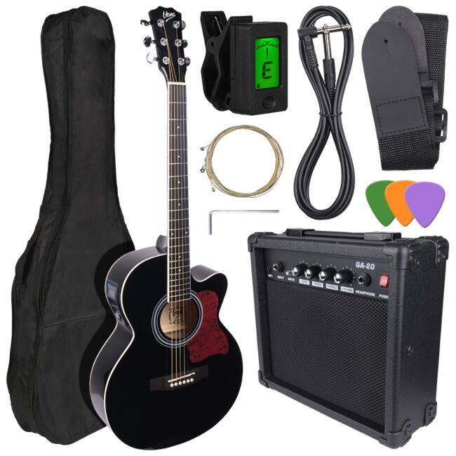 V-Tone EAG SET BK elektrisk akustisk gitar + forsterker, Sort
