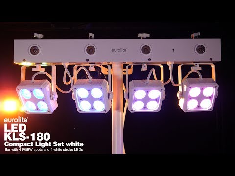 EUROLITE Set LED KLS-180 hvit + BS-2 EU høyttalerstativer i hvit