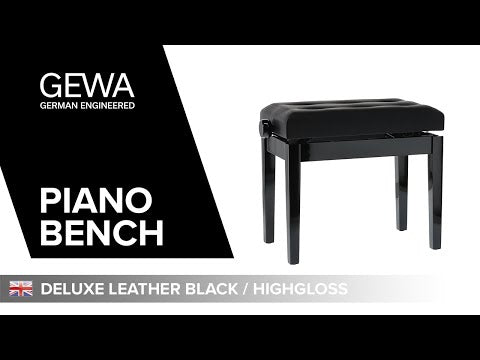 GEWA pianokrakk Deluxe Leather Black, Highgloss - svart trekk i kunstskinn