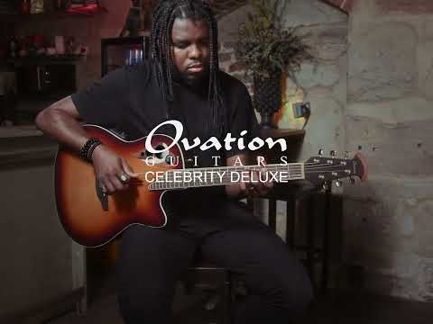 Ovation E-akustiske Gitarer Celebrity Elite Deluxe Deep Contour - Peach Burst Satin (CDX40-PB-G)