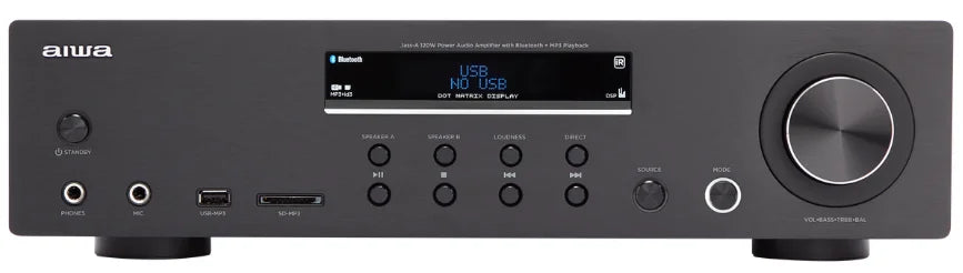 AIWA AMT-130 Forsterker svart – 120W, Bluetooth & Phono