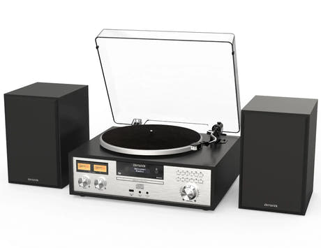 AIWA LPS-1 HiFi-platespiller med DAB+, CD, Bluetooth og høyttalere, Black