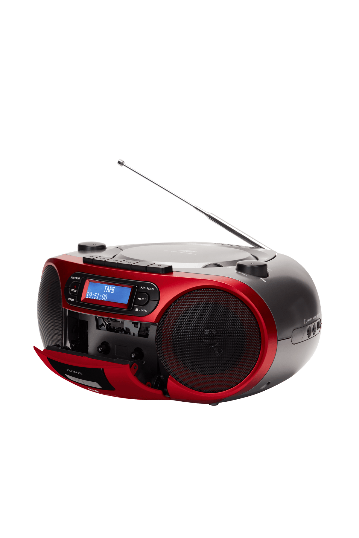 AIWA RC-300 Boombox med CD, kassett, DAB+, Bluetooth og USB, rød