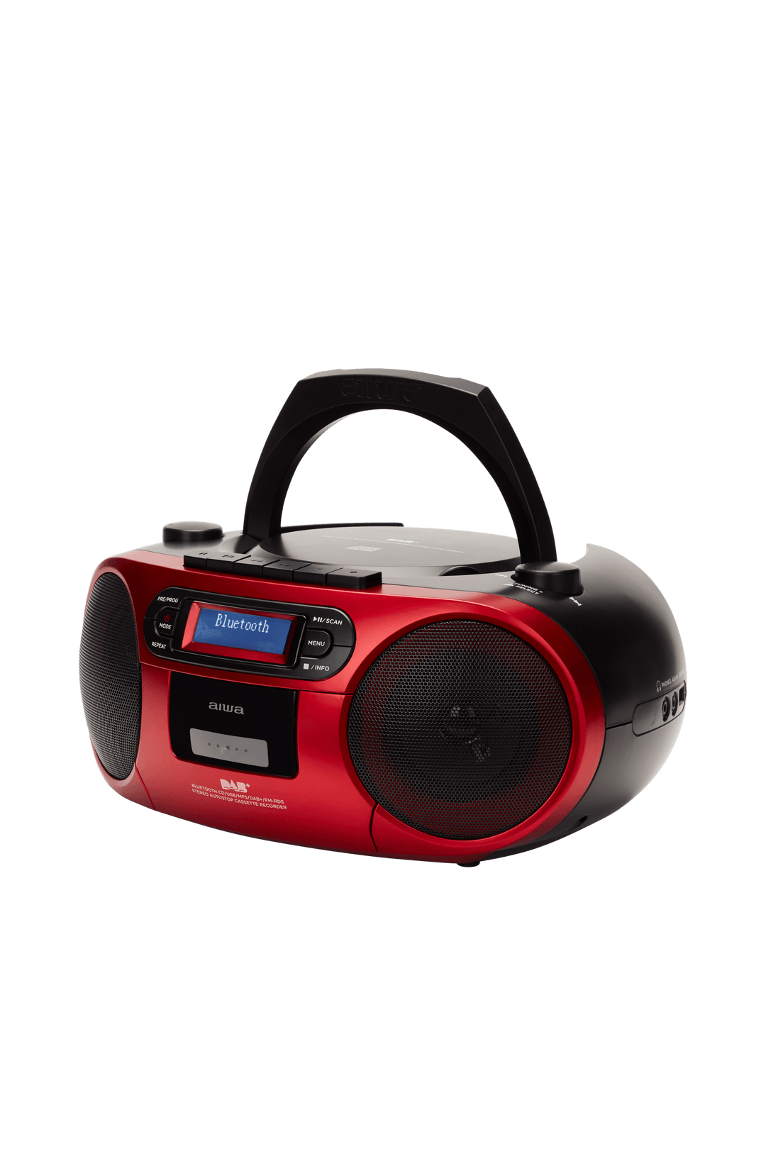 AIWA RC-300 Boombox med CD, kassett, DAB+, Bluetooth og USB, rød