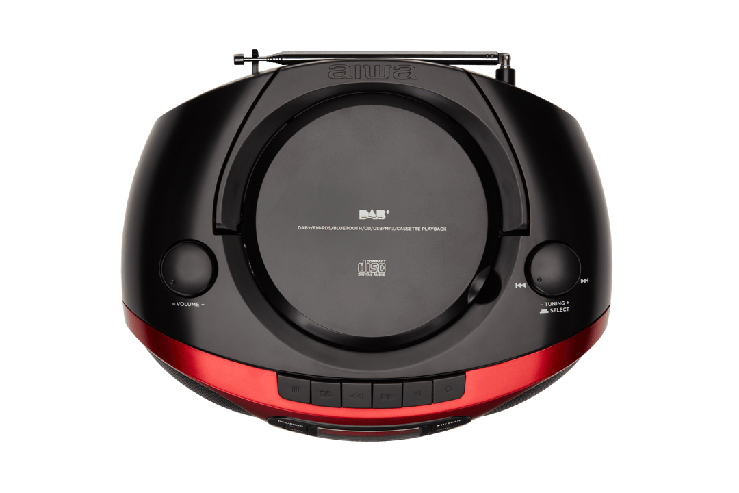 AIWA RC-300 Boombox med CD, kassett, DAB+, Bluetooth og USB, rød