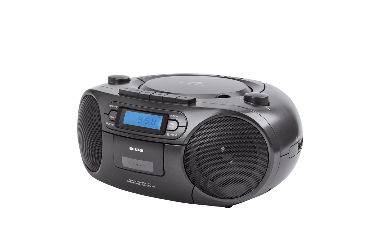 AIWA RC-250 Boombox – CD, kassett, Bluetooth og FM, svart