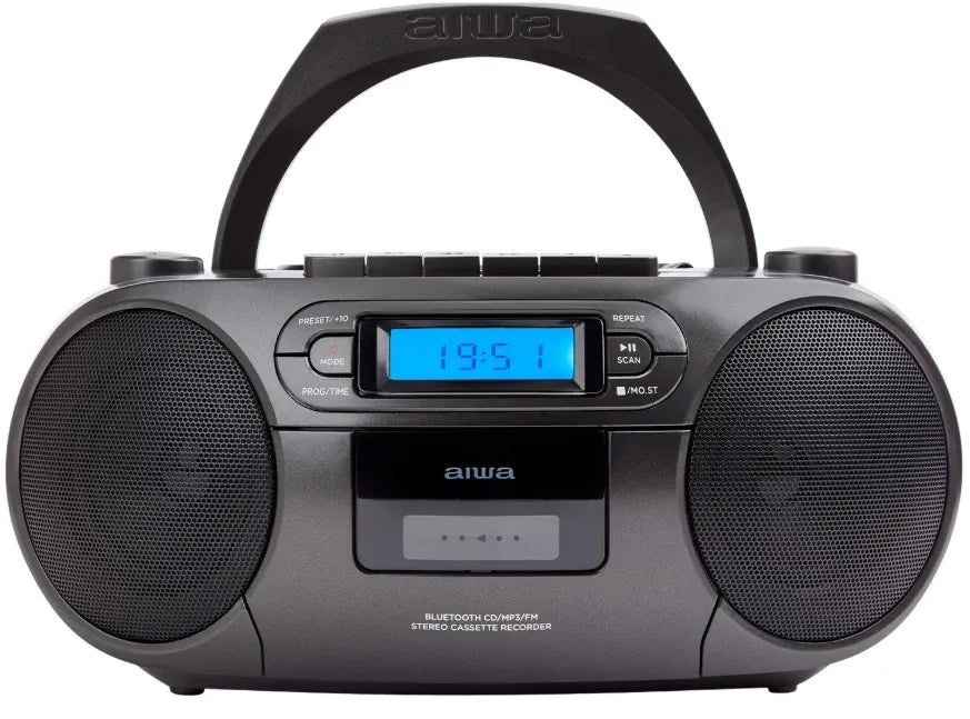AIWA RC-250 Boombox – CD, kassett, Bluetooth og FM, svart