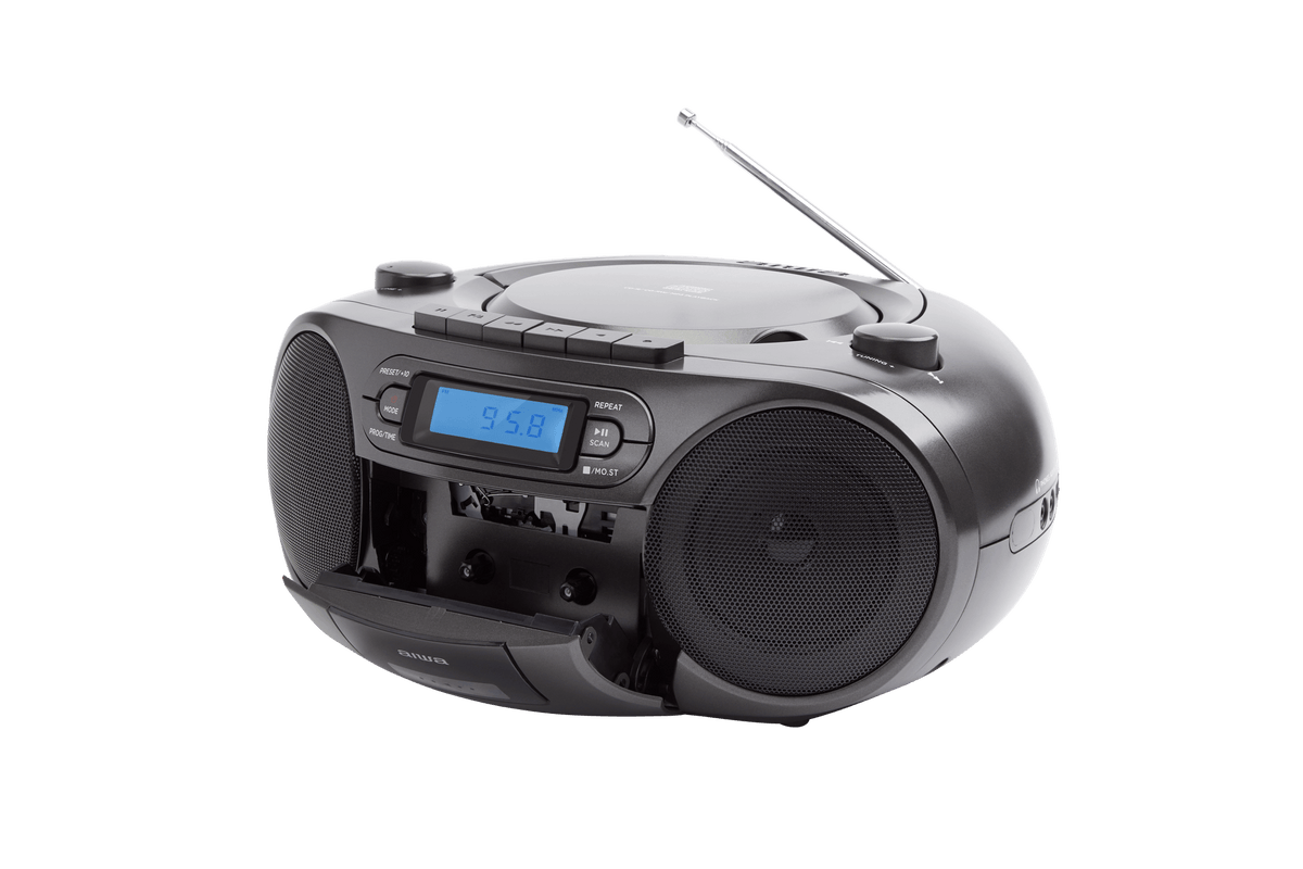 AIWA RC-250 Boombox – CD, kassett, Bluetooth og FM, svart