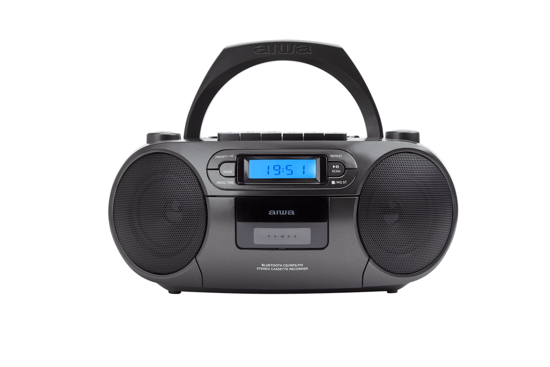 AIWA RC-250 Boombox – CD, kassett, Bluetooth og FM, svart