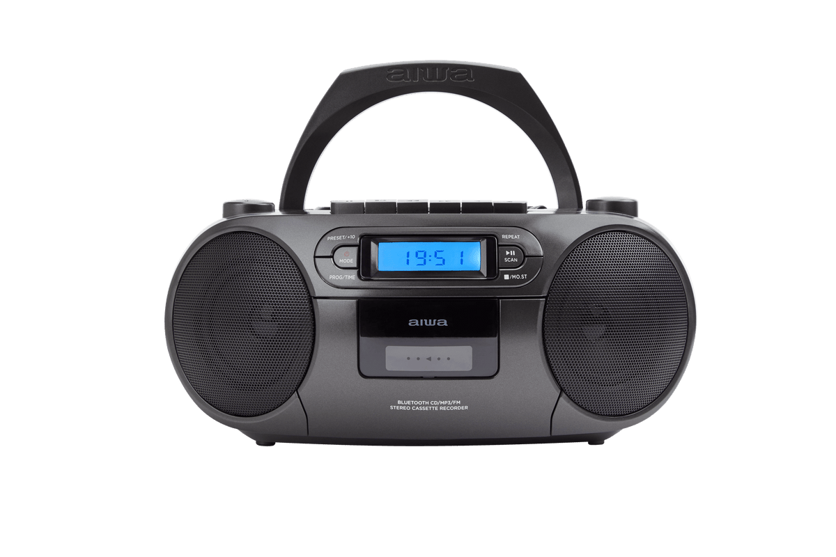 AIWA RC-250 Boombox – CD, kassett, Bluetooth og FM, svart