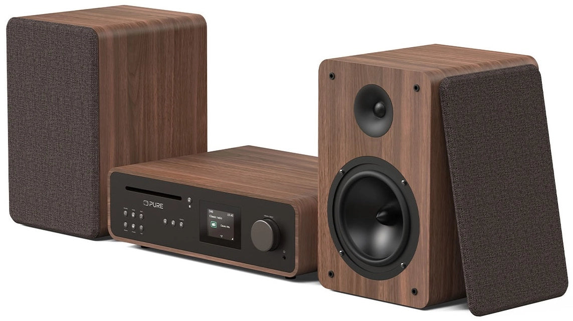 Pure Classic Stereo Hi-Fi System – DAB+, CD, Bluetooth, 100W, Valnøtt