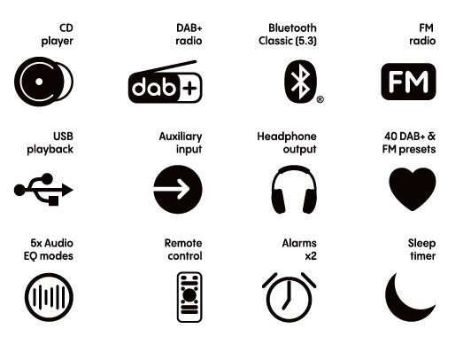 Pure Classic Stereo Mini Hi-Fi System – DAB+, CD, Bluetooth, 40W, Valnøtt