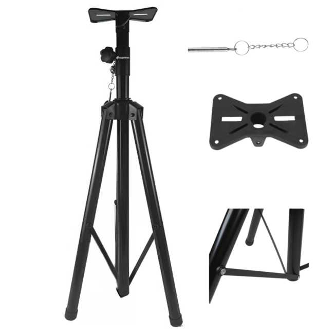 Høyttalerstativ Tripod Sort med Sikkerhetspinne