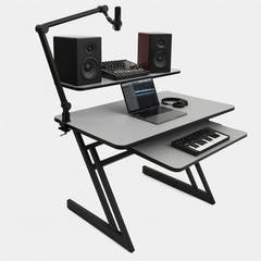 Studiebord med hyller og uttrekk til keyboard (120 cm)