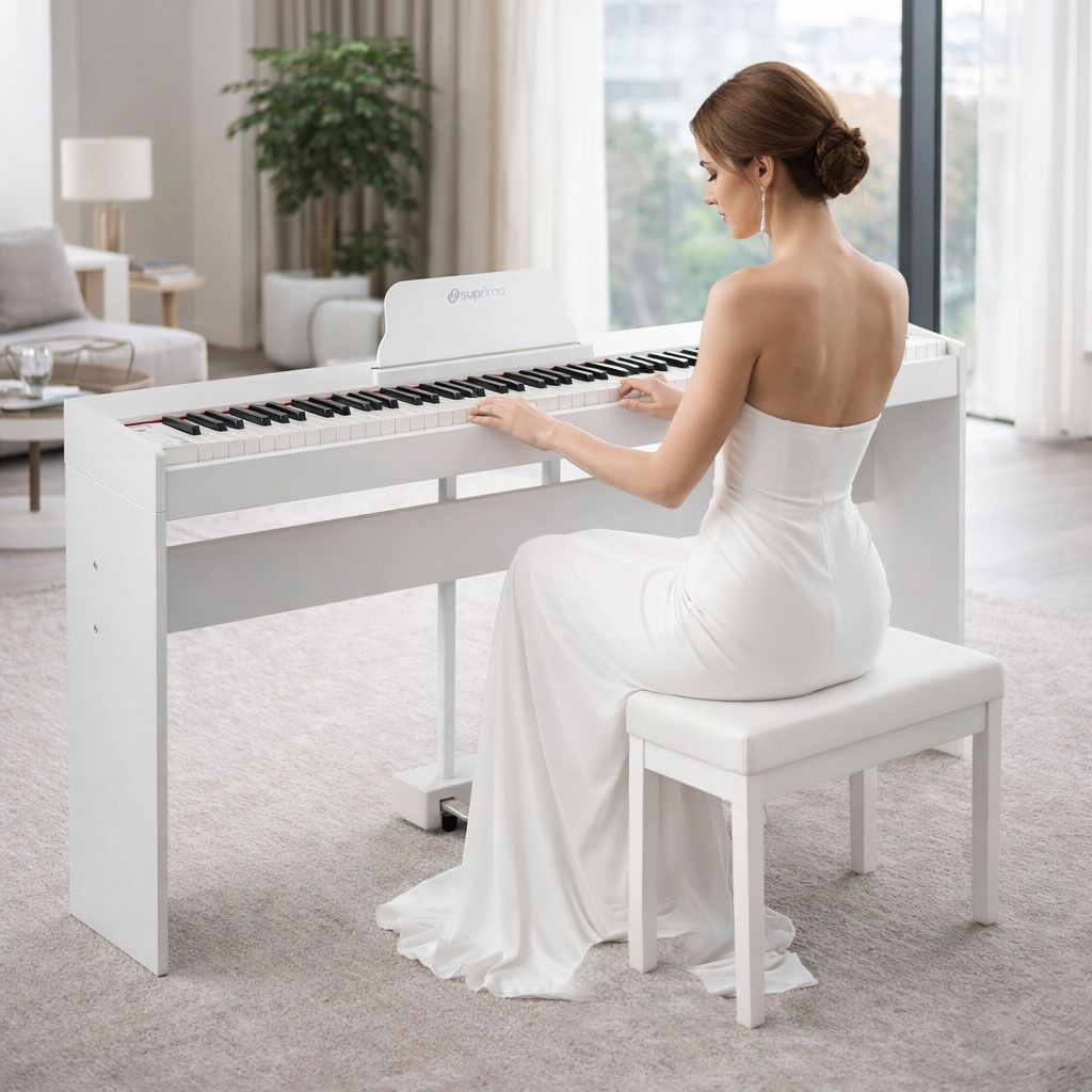 Suprimo SDP88 WH Digital Piano 88 med vektede Tangenter, Hvit