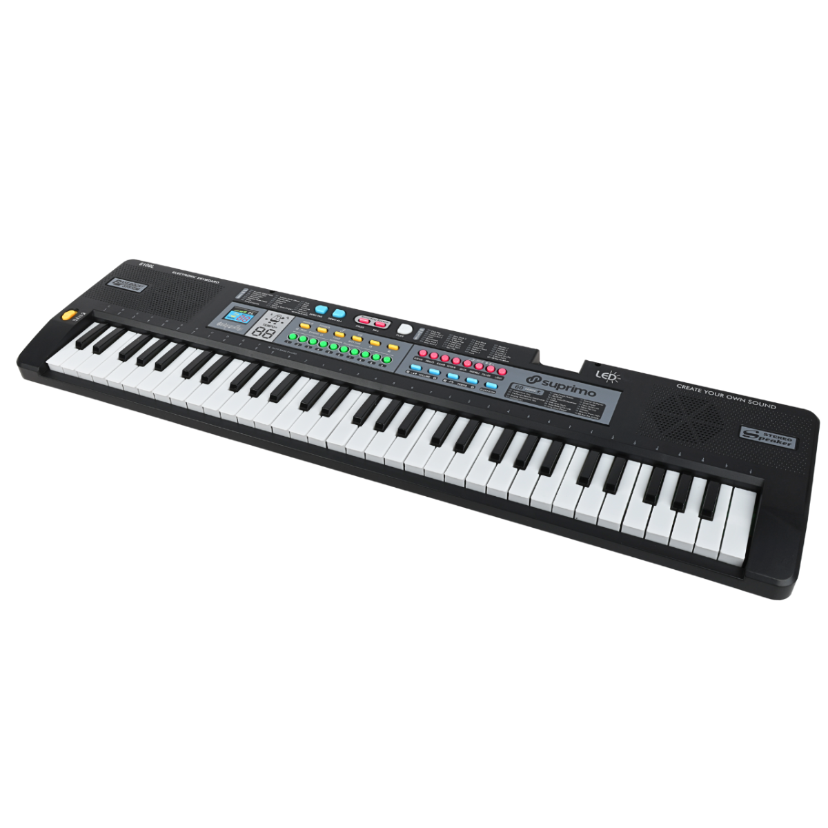 SUPRIMO 6109L Keyboard med Lysende Tangenter, Mikrofon og Nodestativ