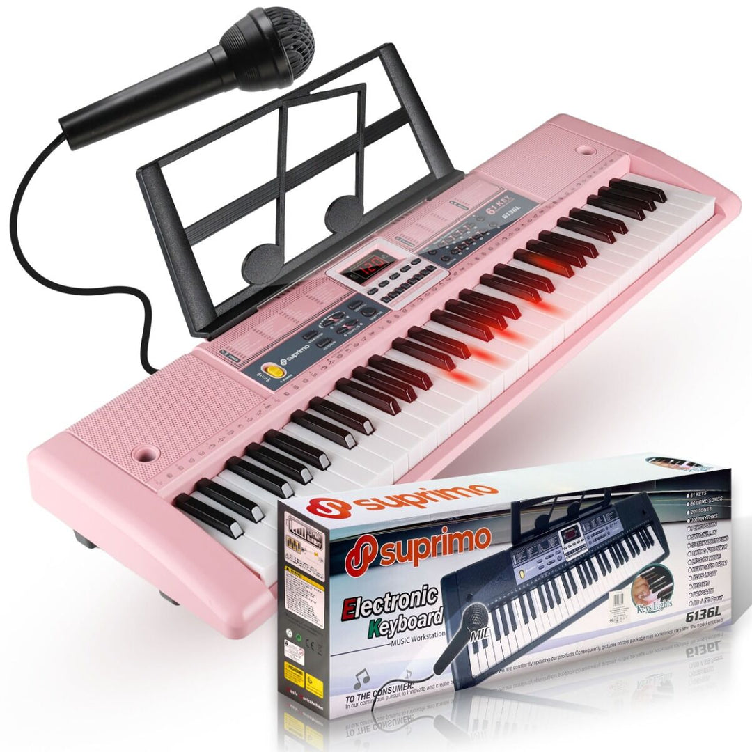Suprimo Keyboard til Børn med mikrofoner – Pink
