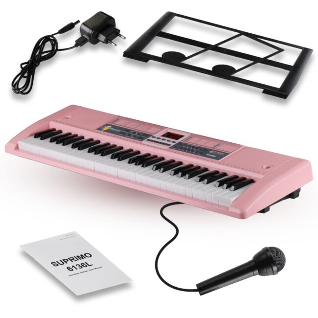 Suprimo Keyboard til Børn med mikrofoner – Pink