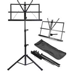 Notestativ med veske – foldbart og høydejusterbart 65–130 cm