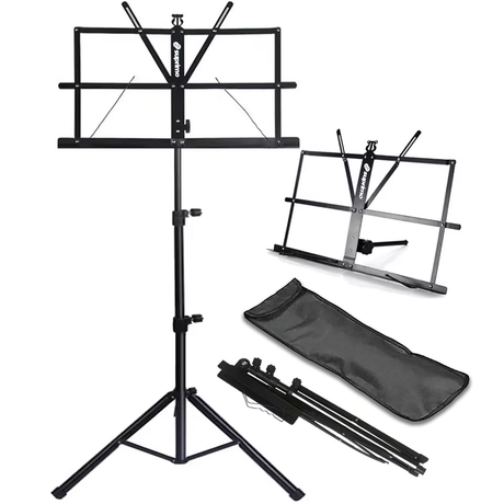 Notestativ med veske – foldbart og høydejusterbart 65–130 cm