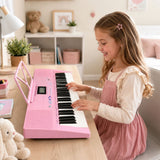 SUPRIMO Keyboard 61 Tangenter Pink med Mikrofon og Nodestativ