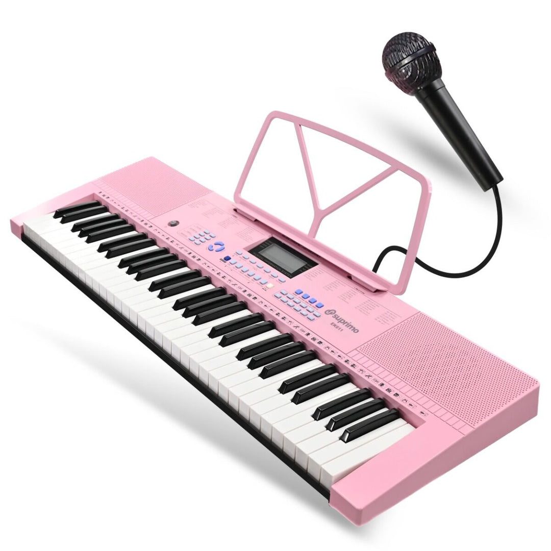 SUPRIMO Keyboard 61 Tangenter Pink med Mikrofon og Nodestativ
