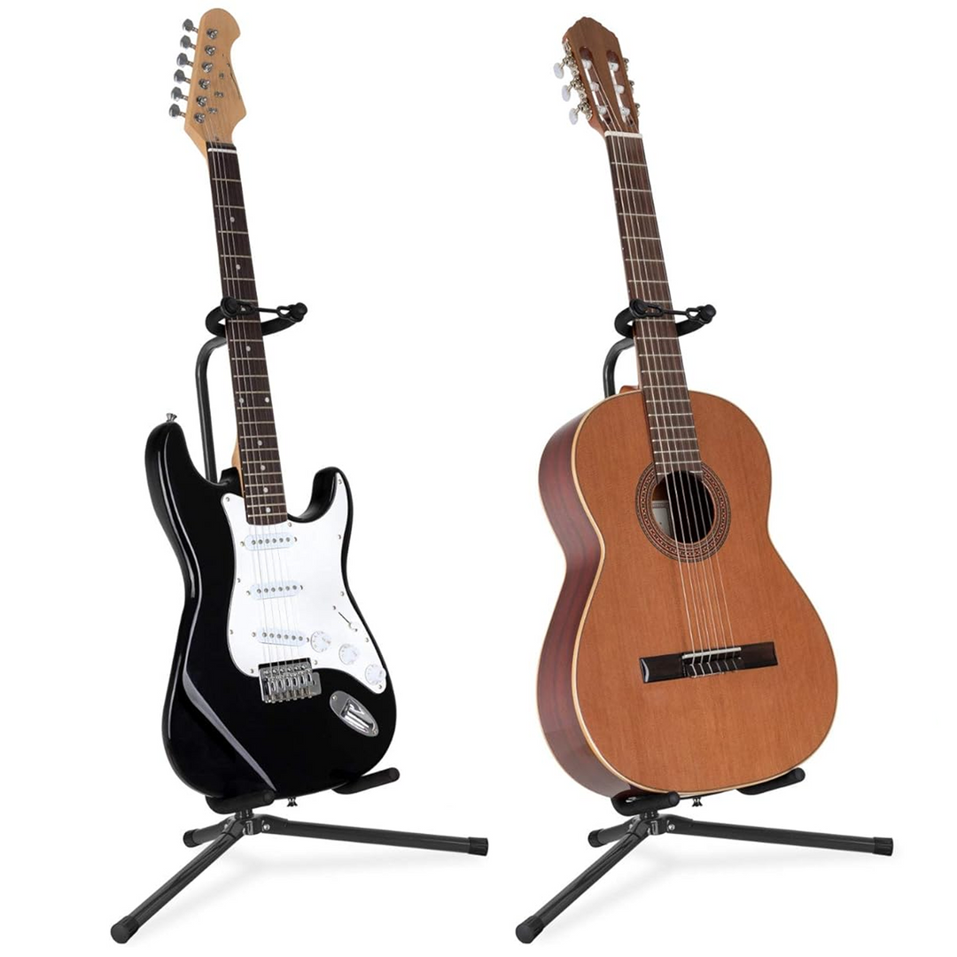 Sammenleggbart gitarstativ 62-74 cm med Sikkerhetsrem