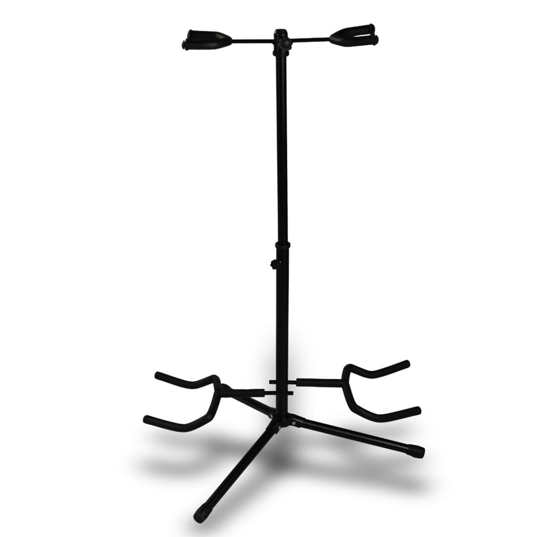 Gitarstativ for 2 Gitarer - Svart sammenleggbart stålstativ