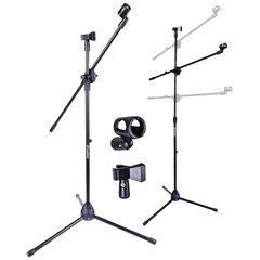 Mikrofonstativ M1 med bomarm for 2 mikrofoner – sort