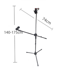 Mikrofonstativ med boomarm, smarttelefonholder og gooseneck