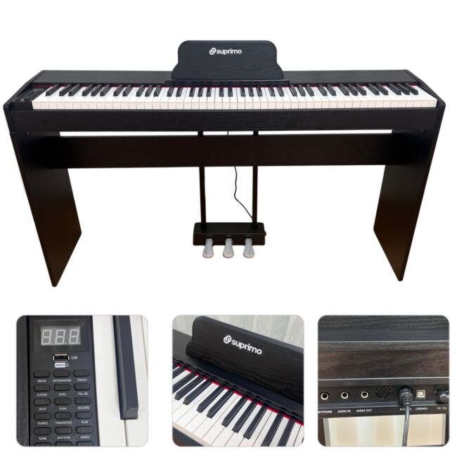 Suprimo SDP88 BK Digital Piano 88 med vektede tangenter, Sort