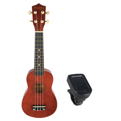 Ukulelesett med etui, tuner og tilbehør,Dark Wood