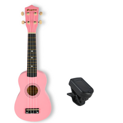 Ukulelesett med Etui, Tuner og Tilbehør, Pink