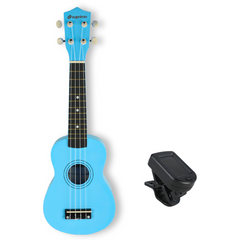 Ukulelesett med Etui, Tuner og Tilbehør, Blå