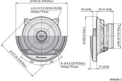 Pioneer TS-A1081F 2-veis bilhøyttalere (10 cm, 4")