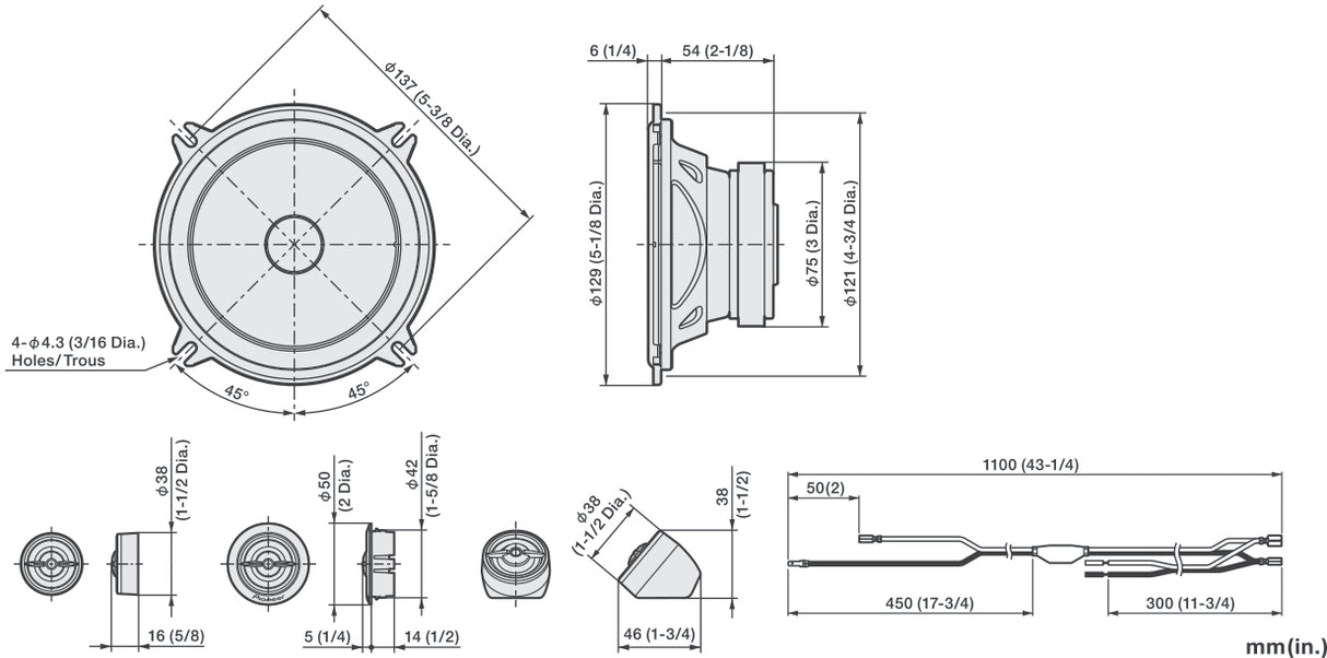 Pioneer TS-A1301C 2-veis komponentsystem (300W)