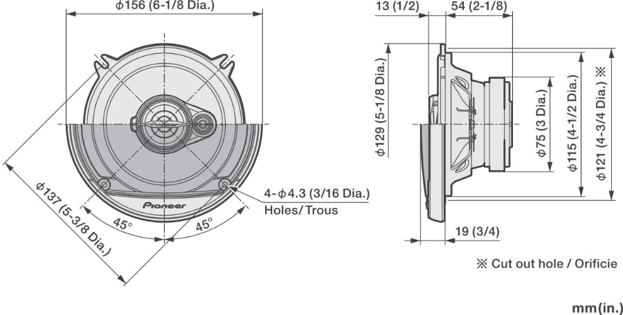 Pioneer TS-A1371F bilhøyttaler (13 cm, 5,25")