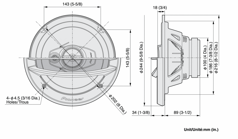 Pioneer TS-A2013i 3-veis høyttaler (500W, 20 cm)