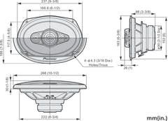 Pioneer TS-A6991F bilhøyttaler 5-veis koaksialsystem (700W, 6"x9")