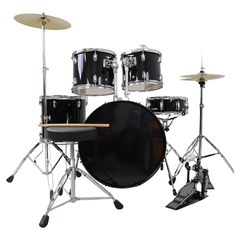 V-TONE VD KIT PRO Akustisk Trommesett – Sort inkl. Trommestikker & Trommestol